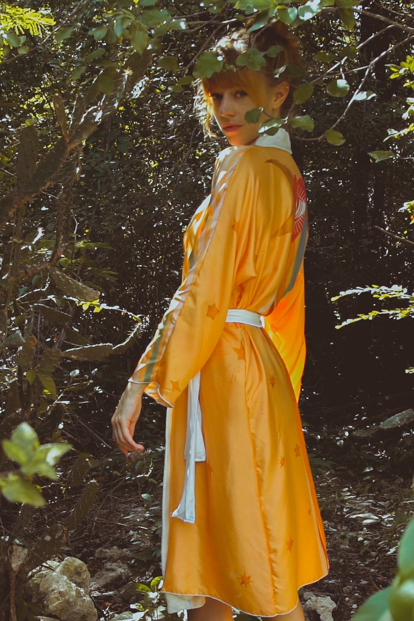 The Royal Robe Yucatan Rainbow – Custom-made kimono in eco-friendly silk