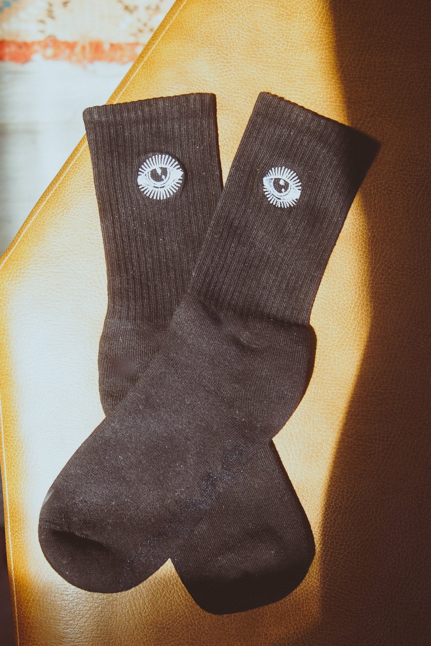 Star Gazer Embroidered Socks - White Cotton, Mystical Style