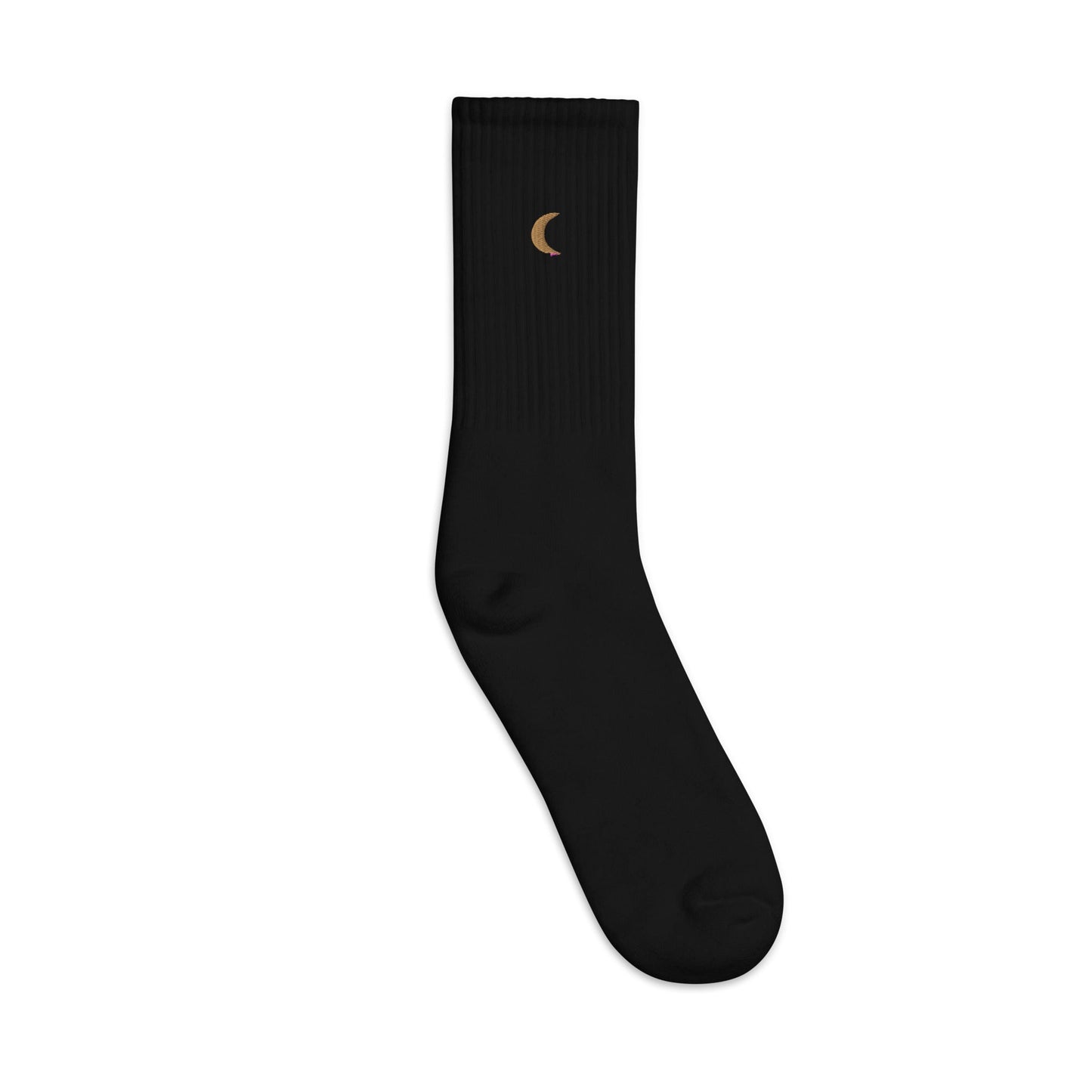 Moon Landing Embroidered Socks - White Cotton, Lunar Style