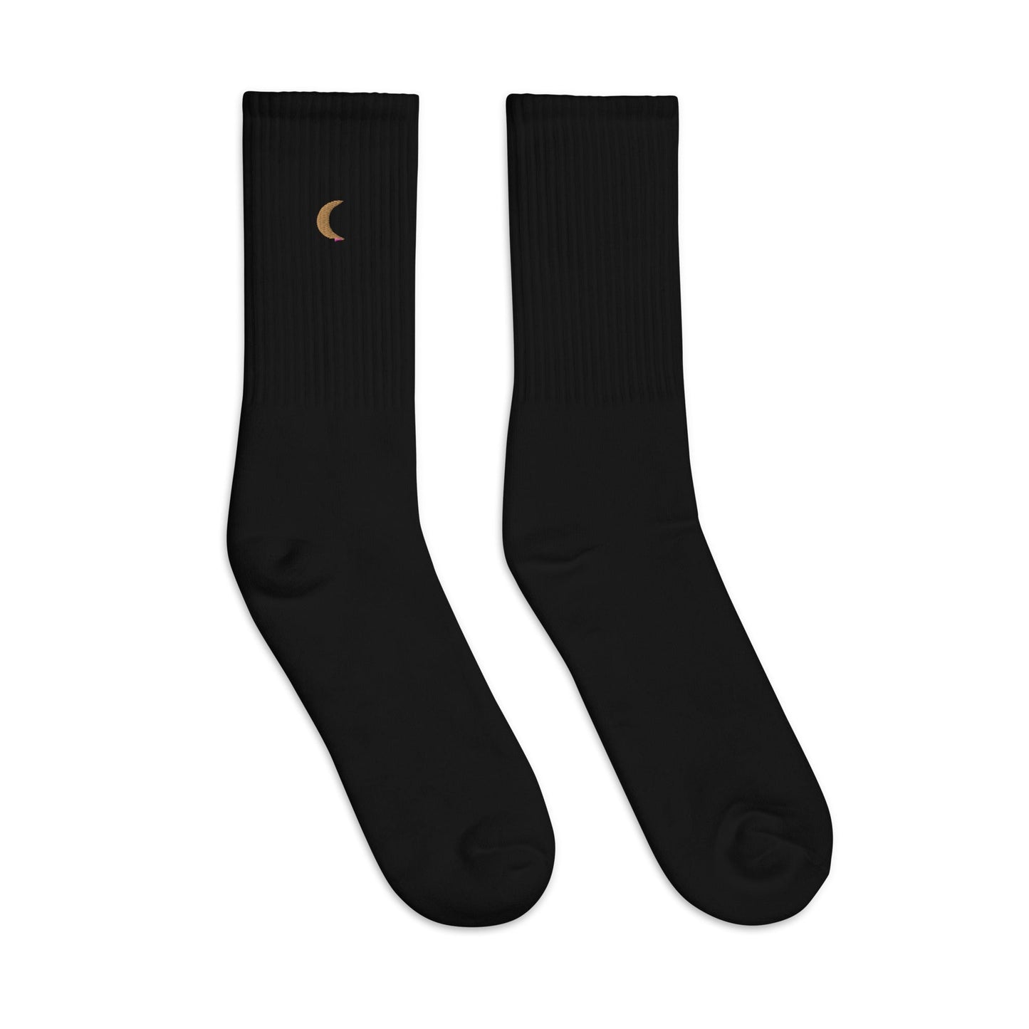 Moon Landing Embroidered Socks - White Cotton, Lunar Style