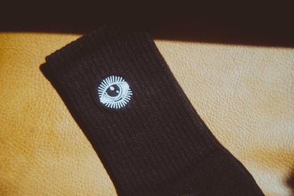 Star Gazer Embroidered Socks - White Cotton, Mystical Style