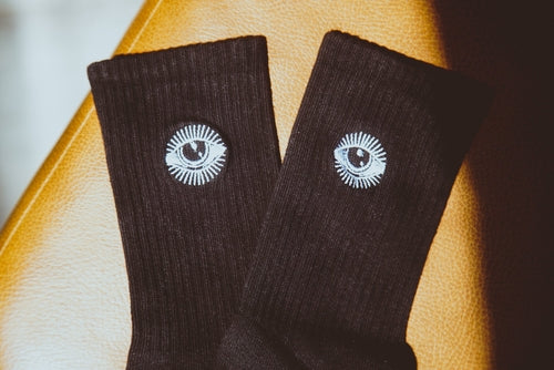 Star Gazer Embroidered Socks - White Cotton, Mystical Style