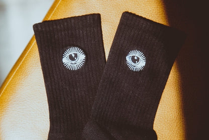 Star Gazer Embroidered Socks - White Cotton, Mystical Style