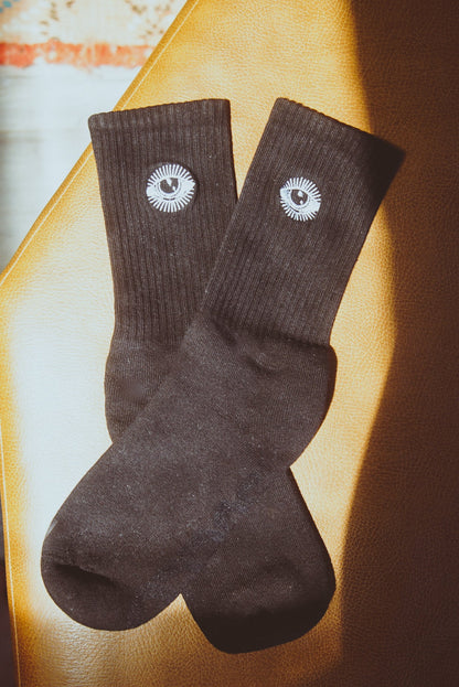 Star Gazer Embroidered Socks - White Cotton, Mystical Style